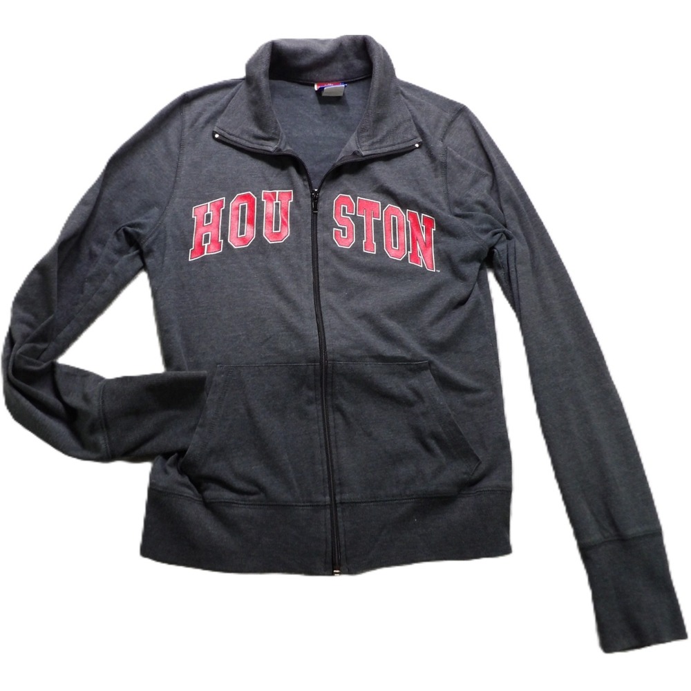 VTG Y2K U-Trau Houston Cougars Full Zip Jacket Cotton Women M Gray USA Made NCAA